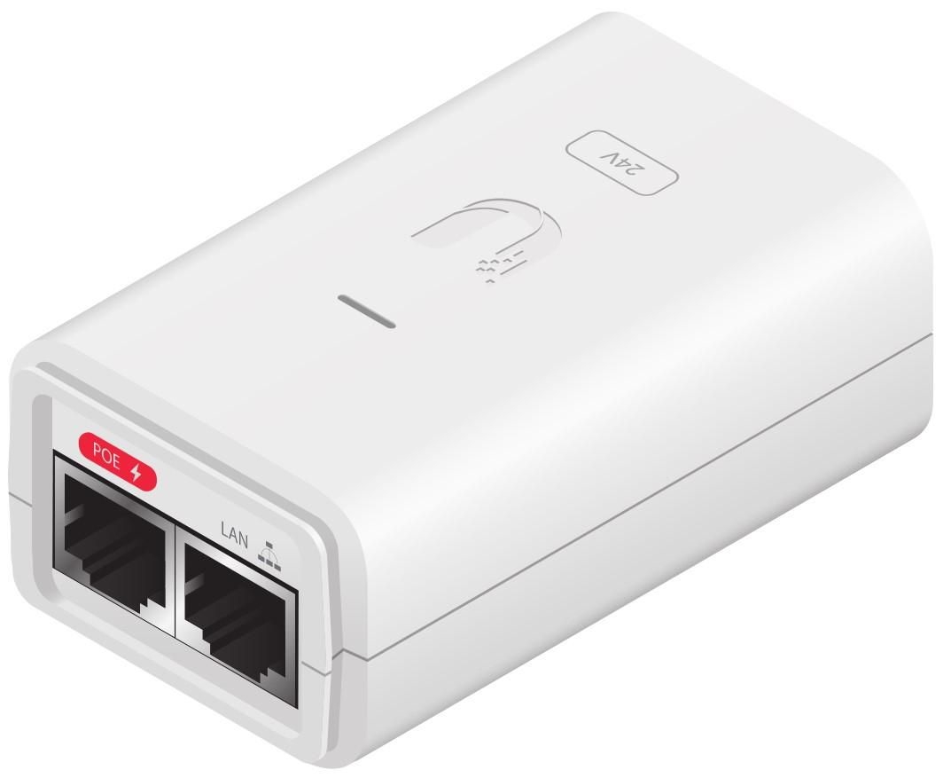 Ubiquiti POE-24-7W-G-WH | Zasilacz PoE | 24V, 0,3A, 7W, Gigabit, Biały