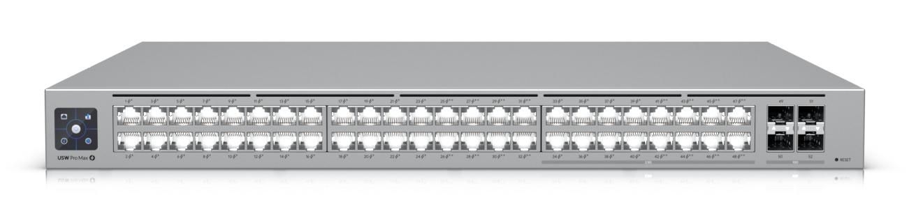 Ubiquiti USW-Pro-Max-48-PoE | Switch | Etherlighting, 16x RJ45 2.5Gbps, 32x RJ45 1000Mbps, 4x SFP+, L3, 720W PoE