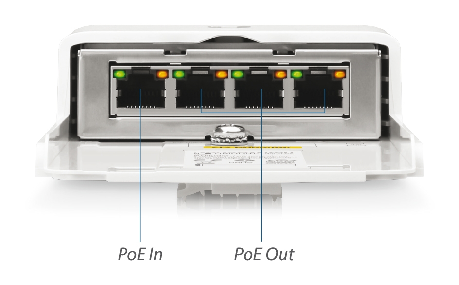 Ubiquiti N-SW | Switch | NanoSwitch, 4x RJ45 1000Mb/s Passive PoE, Zewnętrzny miniatura 2