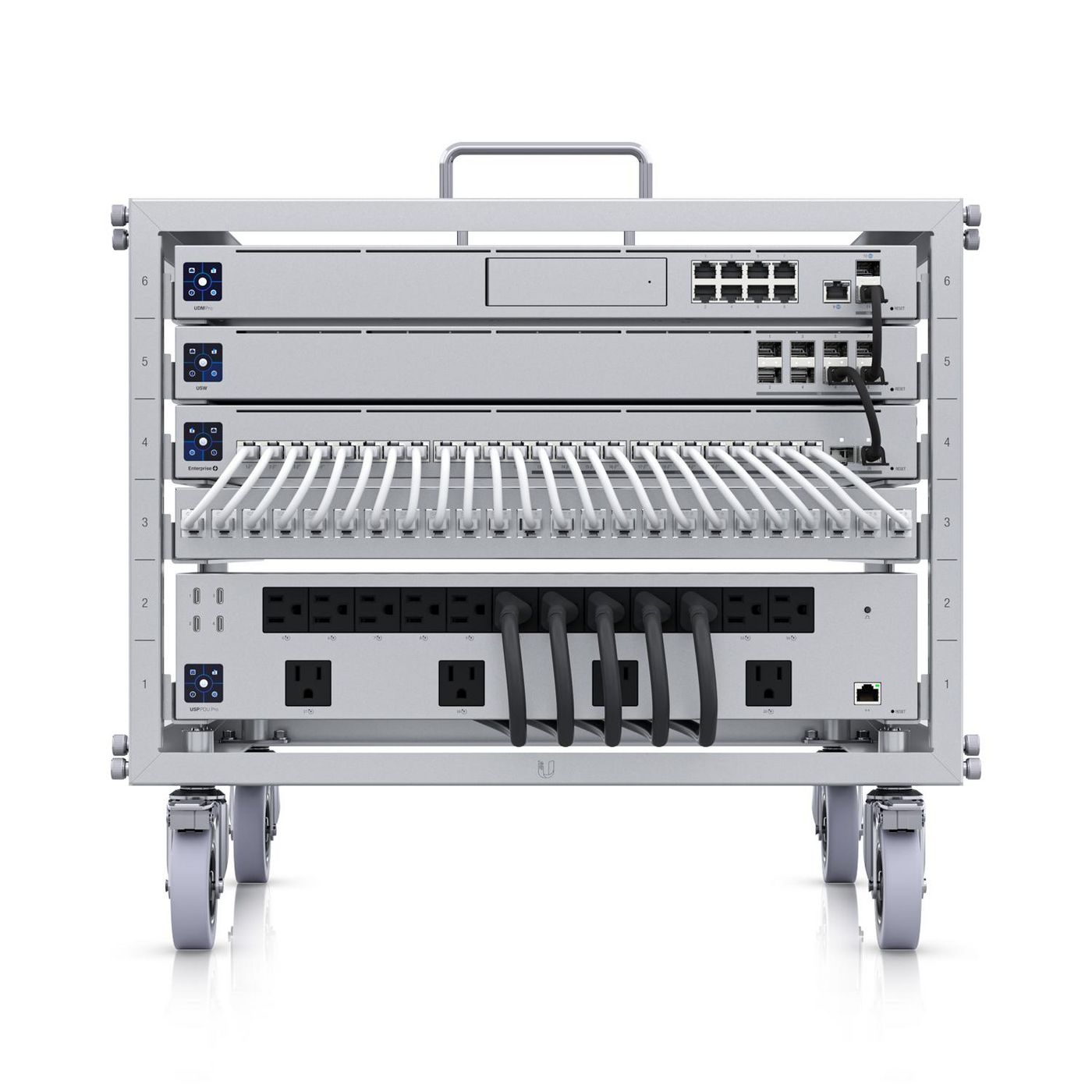 Ubiquiti U-Rack-6U-TL | Mobilny stojak rack | 6U, z patch panelem 24 porty miniatura 5