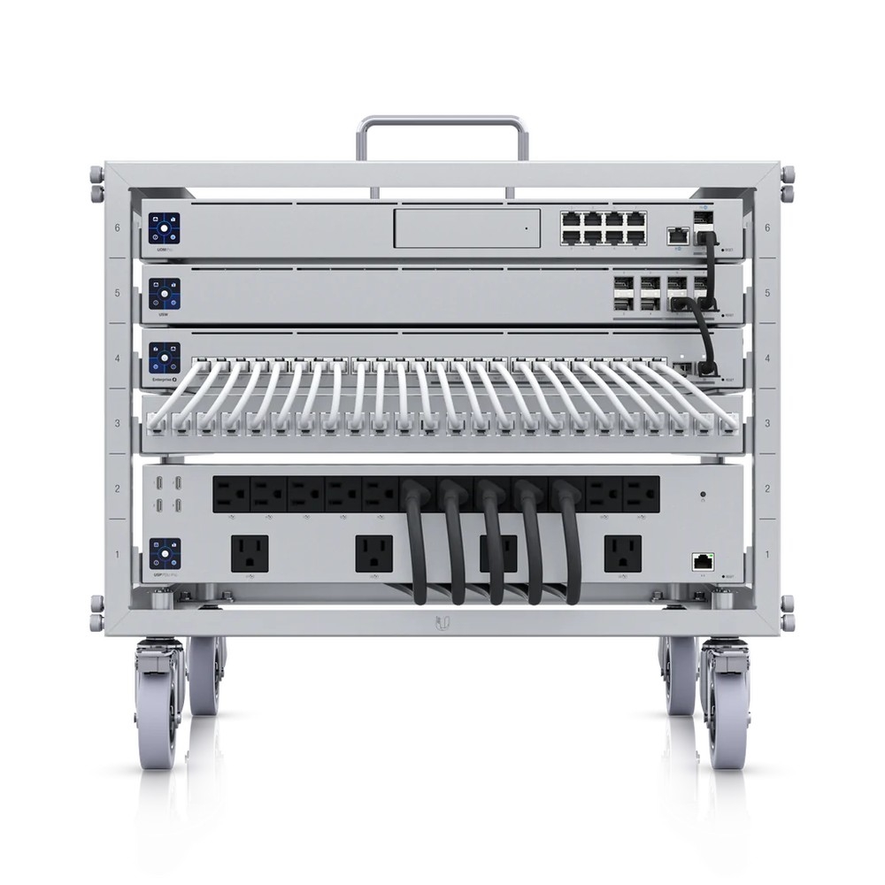Ubiquiti U-Rack-6U-TL | Mobilny stojak rack | 6U, z patch panelem 24 porty