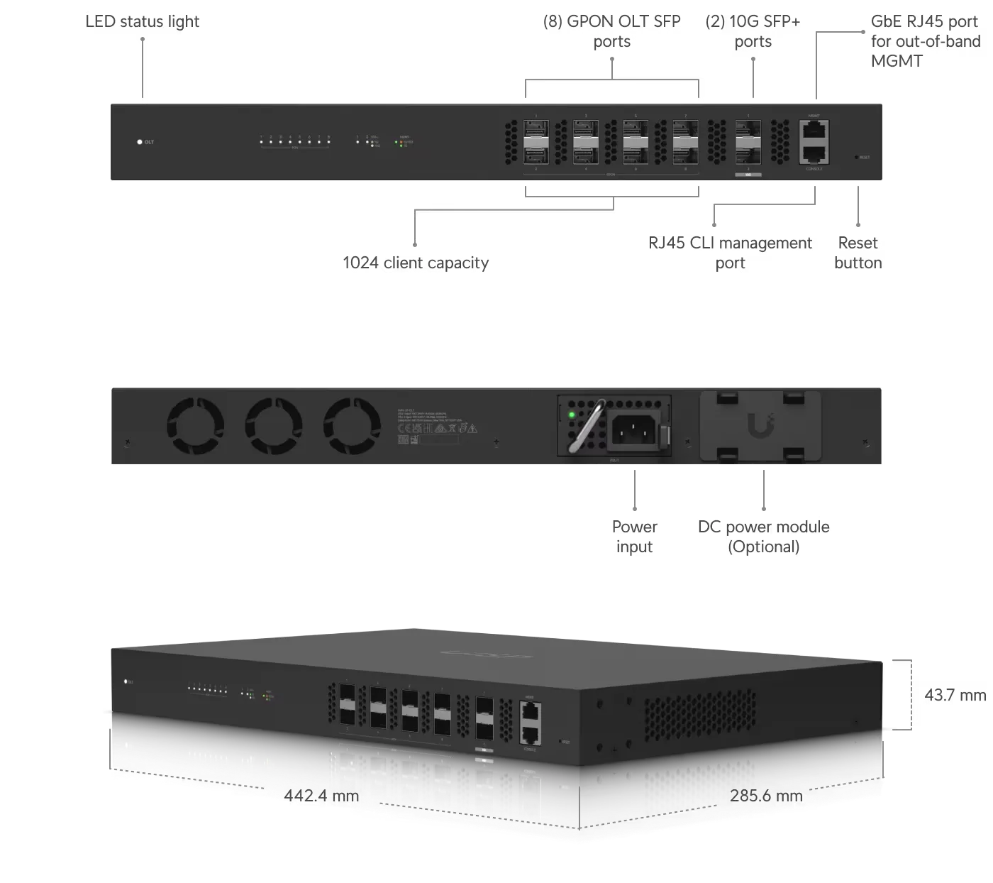 Ubiquiti UF-OLT | OLT | UFiber, 8x GPON SFP, 2x SFP+ miniatura 3