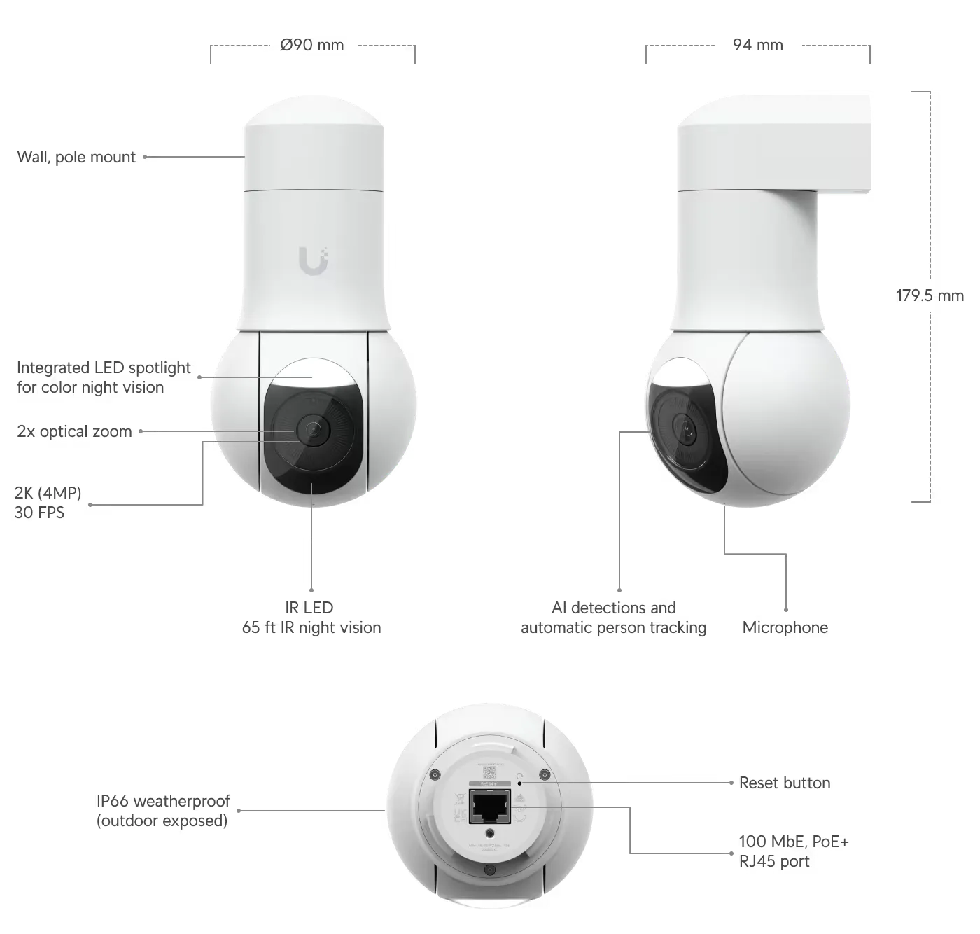 UBIQUITI UVC-G5-PTZ 2K 4MP PTZ CAMERA, OPTICAL ZOOM, IP66