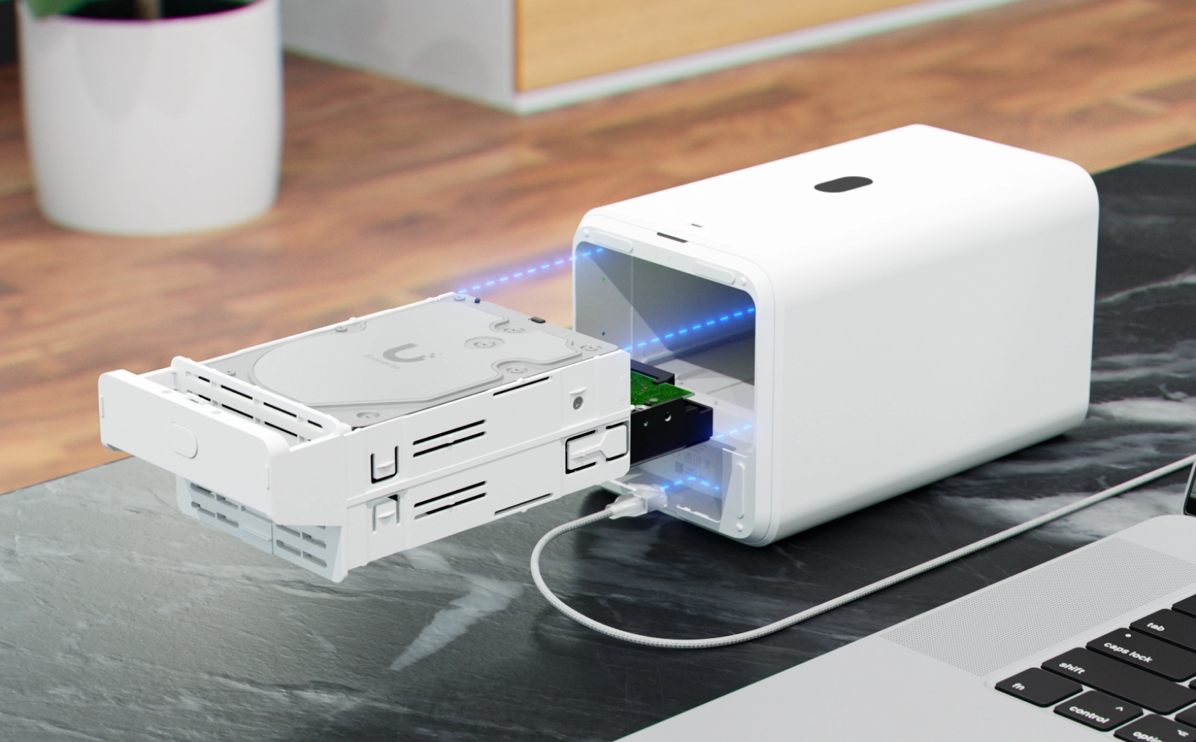 Ubiquiti UNAS-2-W | Dysk sieciowy NAS | 2x 3.5" HDD, 2.5 GbE RJ45, USB-C miniatura 2